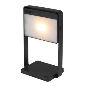 Nordlux Saulio Solar - tafellamp met oplaadbare lichtbron via zonne-energie - 3 stappen dimmer - 3,5W LED incl. - 23,6 x 17 x 10,7 cm - IP44 - zwart
