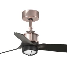 Faro Just Fan XS - plafondventilator met licht en afstandsbediening - Ø 81 cm - 17W LED incl. - mat zwart en koper