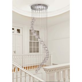 Searchlight Ice Cube - hanglamp - Ø 45 x 300 cm - chroom