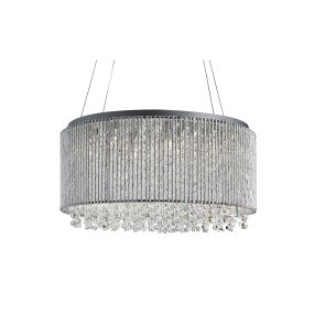 Searchlight Beatty - hanglamp - Ø 41 x 142 cm - chroom en transparant