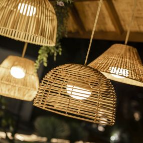 New Garden Bossa - buiten hanglamp met oplaadbare lichtbron en afstandsbediening - 9W LED incl. - Ø 35 x 22 x 300 cm - IP54 - rotan
