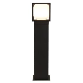 Searchlight Athens - tuinpaal - 15 x 15 x 65 cm - 9W LED incl. - IP54 - zwart en opaal