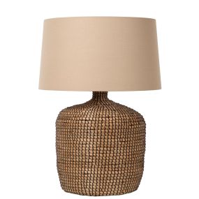 Lucide Ambala - tafellamp - Ø 35 x 48 cm - lichtbruin en wit