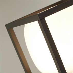 Searchlight Athens - tuinpaal - 15 x 15 x 65 cm - 9W LED incl. - IP54 - zwart en opaal