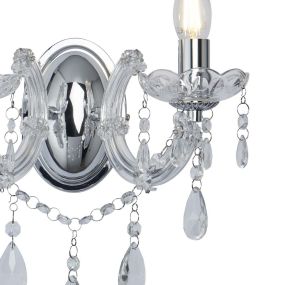 Searchlight Marie Therese - wandverlichting - 32 x 20 cm - chroom