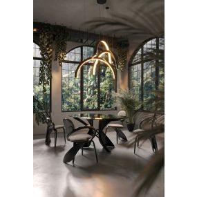 Maxlight Trio Arc - hanglamp - 80 x 180 cm - 3 x 21W LED incl. - geborsteld goud