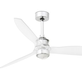 Faro Justfan - plafondventilator met licht en afstandsbediening - Ø 128 cm - 17W LED incl. - chroom en transparant