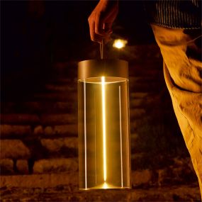 Zuma Line Esterno - oplaadbare tafellamp - Ø13,15 x 32,1 cm - 1,2W LED incl. - 3 stepdim - donkergrijs