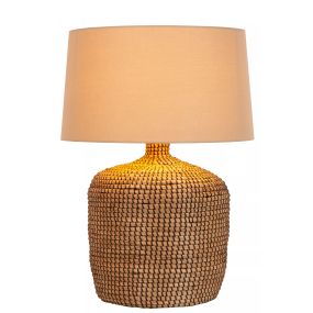 Lucide Ambala - tafellamp - Ø 35 x 48 cm - lichtbruin en wit