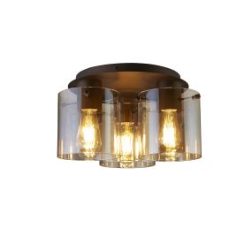 Searchlight Sweden - plafondlamp - Ø 29 x 21 cm - mokka en amber