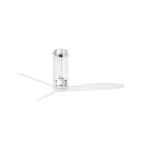 Faro Tube - plafondventilator met afstandsbediening - Ø 128 cm - chroom en transparant