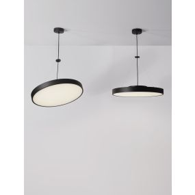Nova Luce Perfect Profile - hanglamp op afstandsbediening - Ø 40 x 120 cm - 24W dimbare LED incl. - 2700K-6000K - zwart