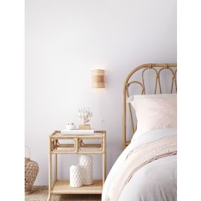 Nova Luce Lum - wandlamp - 20,5 x 29 x 11 cm - natuurlijk rotan, bruin en wit