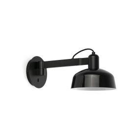 Faro Tatawin - wandlamp - Ø 18,4 x 38 x 15 cm - satijnzwart en glanszwart
