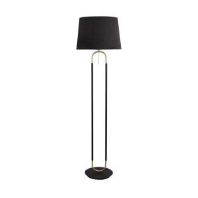Searchlight Jazz - vloerlamp - Ø 45 x 161 cm - mat zwart en satijn messing