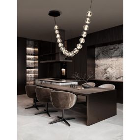 Nova Luce Ifos - hanglamp - 10 x 210 cm - 71W dimbare LED incl. - zandzwart en chroomkleurig metaal