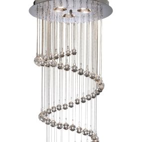 Searchlight Hallway - hanglamp - Ø 39 x 80 cm - chroom en transparant