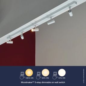 Nordlux Omari - opbouwspots - 12 x 118 cm - 3 stappen dimmer - 5 x 3,2W LED incl. - wit