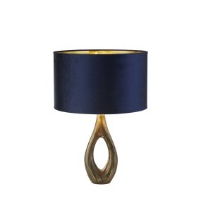 Searchlight Bucklow - tafellamp - Ø 40 x 46 cm - marineblauw, antiek messing en goud