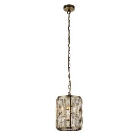 Searchlight Bijou - hanglamp - Ø 22 x 150 cm - antiek messing en champagne