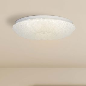 Searchlight Pandora - plafondverlichting - Ø 33 x 9 cm - 18W dimbare LED incl. - chroom en transparant