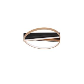 Nova Luce Elize - plafondlamp - 43,2 x 43,6 x 8 cm - 28W dimbaar LED incl. - zwart en goud