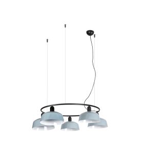Faro Tatawin M - hanglamp - Ø 96,6 x 100 x 210 cm - satijnzwart en glanzend grijsblauw
