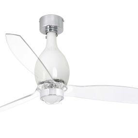 Faro Mini Eterfan - plafondventilator met licht en afstandsbediening - Ø 128 cm - 17W LED incl. - wit en transparant
