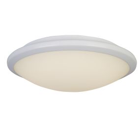 Searchlight Knutsford - plafondlamp - Ø 31 x 9 cm - 14W LED incl. - IP44 - wit en opaal