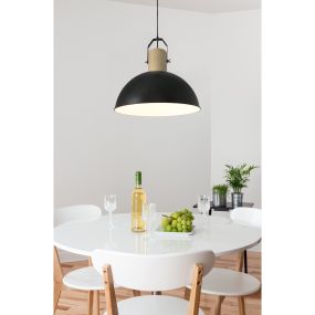 Faro Margot - hanglamp - Ø 41,5 x 20 cm - mat zwart en lichtbruin