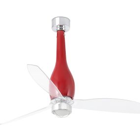 Faro Eterfan - plafondventilator met licht en afstandsbediening - Ø 128 cm - 17W LED incl. - rood en transparant