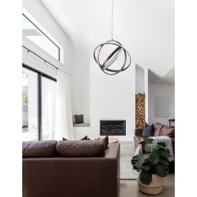 Nova Luce Pertone - hanglamp - Ø 50 x 150 cm - 53W dimbare LED incl. - zwart paars