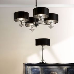 Searchlight New Orleans - tafellamp - Ø 28 x 46 cm - zwart en chroom