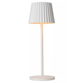 Lucide Justine - draadloze buiten tafellamp met laadstation - Ø 13,5 x 38 cm - 2W dimbare LED incl. - IP54 - wit