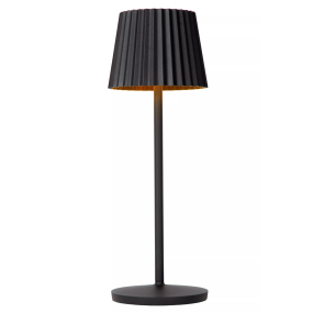 Lucide Justine - draadloze buiten tafellamp met laadstation - Ø 13,5 x 38 cm - 2W dimbare LED incl. - IP54 - zwart
