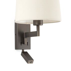 Faro Artis - wandverlichting met schakelaar - 21,5 x 19 x 16 cm - 1W LED incl. - beige en brons