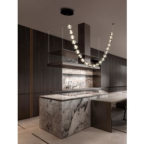 Nova Luce Ifos - hanglamp - 10 x 280 cm - 91W dimbare LED incl. - zandzwart en chroomkleurig metaal