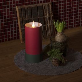 Konstsmide - decoratieve papieren LED kaars op batterij - Ø 7 x 15,5 cm - rood