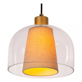 Lucide Gunhild 3L - hanglamp - 122 x 24 x 146,6 cm - beige/goud/transparant