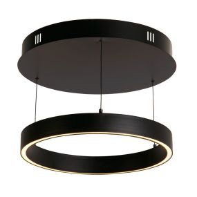 Searchlight Layla - hanglamp -Ø 44 x 190 cm - 29W dim-to-warm LED incl. - beweging gestuurd - zwart