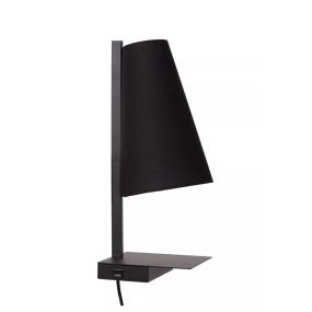 Lucide Gregory - bedlamp met USB-poort - 19,8 x 18 x 45 cm - zwart