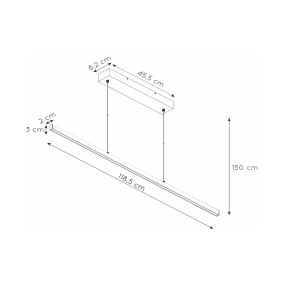 Lucide Sigma - hanglamp - 118,5 x 8,2 x 150 cm - 30W dimbare LED incl. - wit