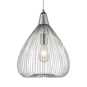 Searchlight Pumpkin - hanglamp - Ø 32 x 145 cm - chroom