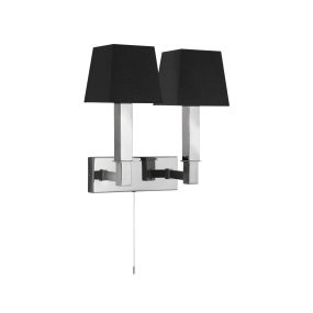 Searchlight Buckingham - wandverlichting met trekschakelaar - 23 x 21 cm - zwart