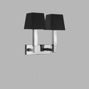 Searchlight Buckingham - wandverlichting met trekschakelaar - 23 x 21 cm - zwart