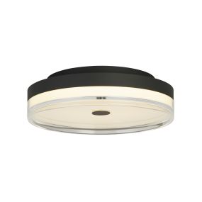 Searchlight Cyprus - plafondlamp - Ø 40 x 11 cm - 29W dimbare LED incl. - zwart en transparant