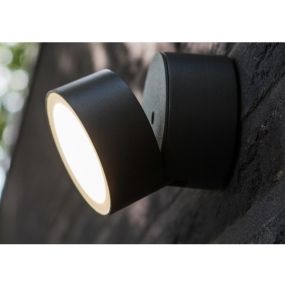 Lutec Trumpet - buiten wandlamp - 9 x 11 x 9 cm - 9,5W LED incl. - IP54 - donkergrijs