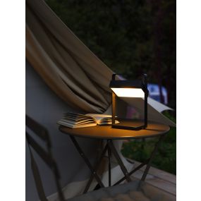 Nordlux Saulio Solar - tafellamp met oplaadbare lichtbron via zonne-energie - 3 stappen dimmer - 3,5W LED incl. - 23,6 x 17 x 10,7 cm - IP44 - zwart