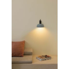 Faro Tatawin - wandlamp - Ø 18,4 x 15,5 cm - satijnzwart en glanzend grijsblauw