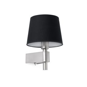 Faro Room - wandverlichting met schakelaar - 20 x 22,5 x 29 cm - zwart en satijn nikkel